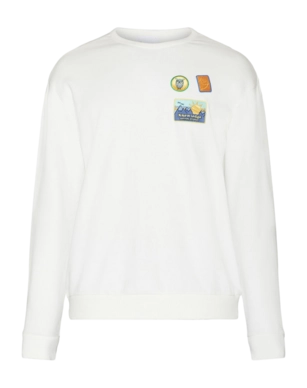 Jumper KnowledgeCotton Apparel Men Loose Fit Crew Sweat With Badge Embr Egret