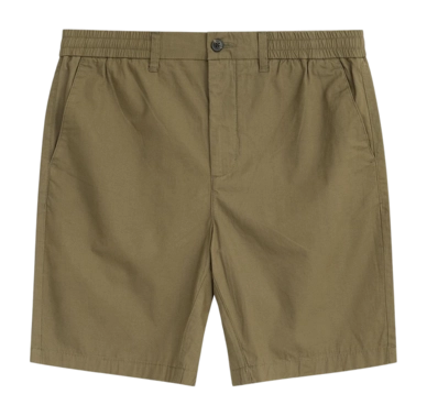 Korte broek KnowledgeCotton Apparel Men Fig Loose Poplin Elastic Waist String Burned Olive