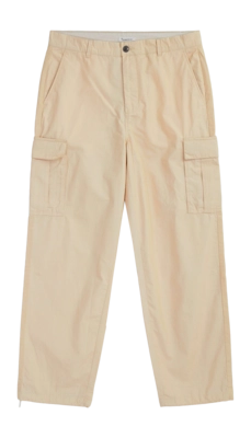 Broek KnowledgeCotton Apparel Men Fig Loose Cargo Poplin Light Feather Gray