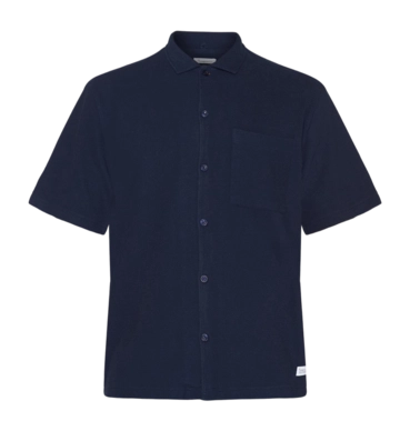 Overhemd KnowledgeCotton Apparel Men Box Fit Short Sleeve Night Sky