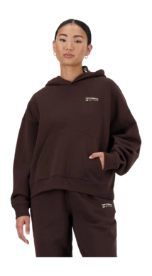 Hoodie New Balance Women Linear Heritage Brushed Back Fleece Hoodie Black Coffee