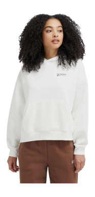 Pull New Balance Women Linear Heritage Brushed Back Fleece Hoodie Sea Salt