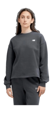 Trui New Balance Women Linear Heritage Brushed Back Fleece Crewneck Blacktop