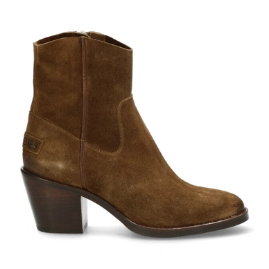 Shabbies Amsterdam Women Ankle Boot With Zipper Waxed Suede Warm Brown
