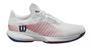 Tennis Shoe Wilson Women Kaos Swift 1.5 Clay White Deja Vu Blue Wilson Red