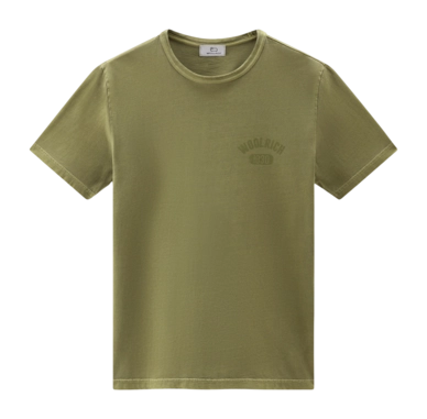 T-Shirt Woolrich Men Garment Dyed Logo Lake Olive