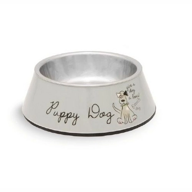 Voer- Of Drinkbak Beeztees Puppy Dog Melamine Grijs