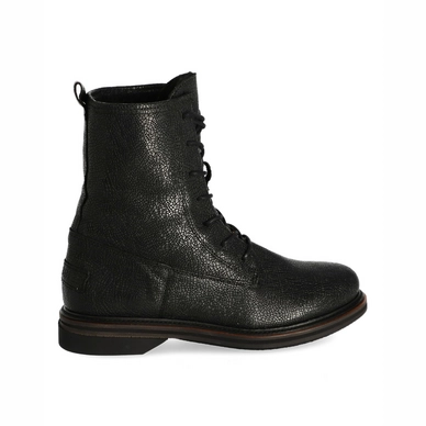 Shabbies Amsterdam Ankle Boot Lace Up 2,5 CM Printed Leather Black Damen