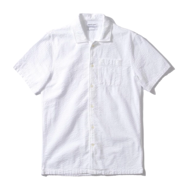 Shirt Short Sleeve Edmmond Studios Men Seersucker SS Plain White