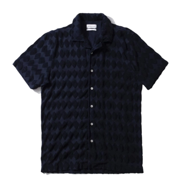 Hemd Edmmond Studios Terry SS Herren Plain Navy