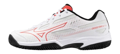 Tennis Shoe Mizuno Junior Exceed Star CC White Radiant Red Black Tennisplanet