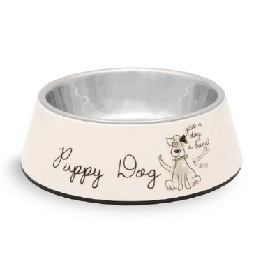 Voer- Of Drinkbak Beeztees Puppy Dog Melamine Wit
