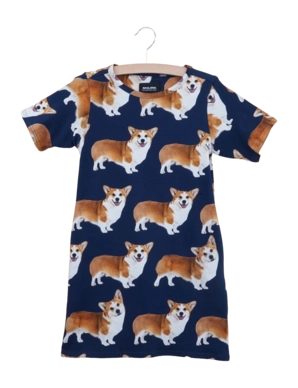 T-shirt Dress SNURK Kids Corgi Navy Blue