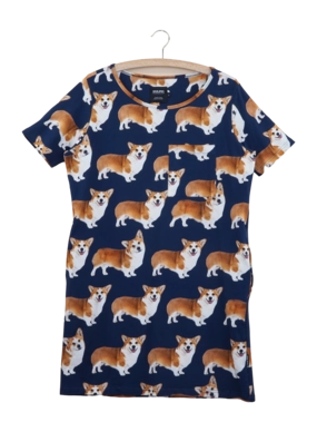 T-shirt Dress SNURK Women Corgi Navy Blue