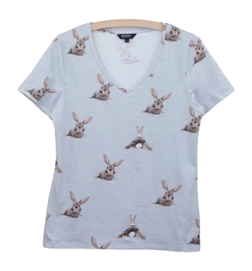 V-neck T-shirt SNURK Women Bunny Bums Grey