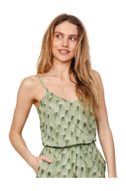 Pyjama Trägeroberteil SNURK Cozy Damen Cactus Green