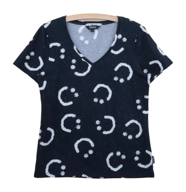 V-neck T-shirt SNURK Women Creamy Smile Black