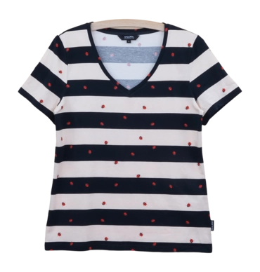V-neck T-shirt SNURK Women Ladybug Black/White