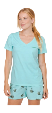 Pyjama Shirt SNURK Mint Damen Light Blue