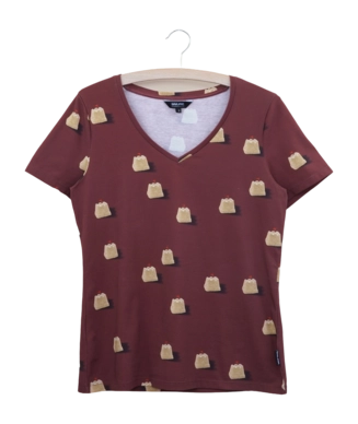 V-neck T-shirt SNURK Women Sandy Castles Red