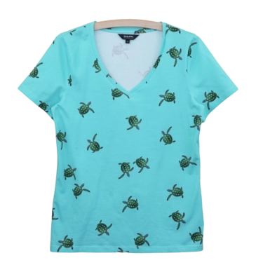 V-neck T-shirt SNURK Women Sea Turtles Blue
