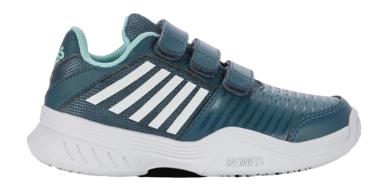 Tennis Shoes K-Swiss Kids Court Express Strap All Indian Teal White Aqua Splash
