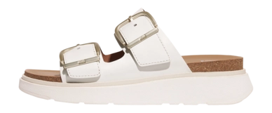 FitFlop Women Gen-FF Buckle Two-Bar Leather Slides Urban White