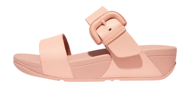 Tongs FitFlop Femme Lulu Covered-Buckle Raw-Edge Leather Slides Blushy