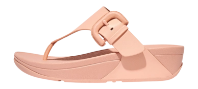 Tongs FitFlop Femmes Lulu Covered-Buckle Raw-Edge Cuir Toe-Thongs Blushy