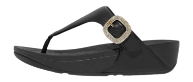 Tongs FitFlop Women Lulu Crystal-Buckle Leather Toe-Post Black