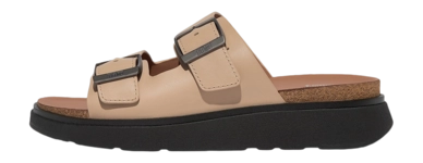 Tongs FitFlop Men Gen-FF Buckle Two-Bar Leather Slides Latte Beige