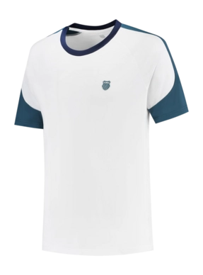 Tennisshirt K-Swiss Hypercourt Mesh Crew 3 Herren White Indian Teal
