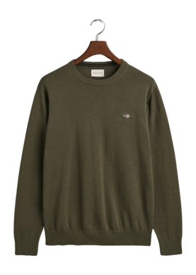 Pull GANT Homme Cotton Crew Juniper Green