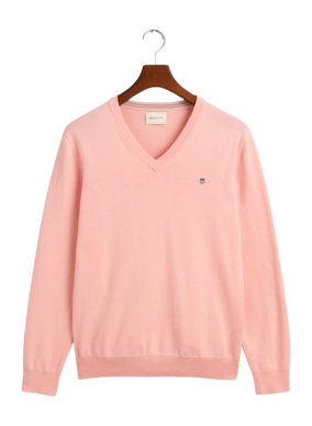 Pull GANT Men Cotton V-Neck Bubbelgum Pink