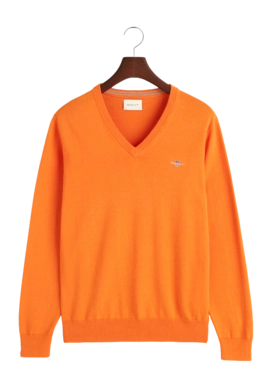 Jumper GANT Men Cotton V-Neck Sweet Orange