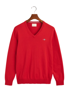 Jumper GANT Men Cotton V-Neck Ruby Red