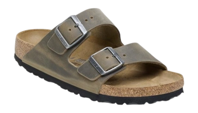 Tongs Birkenstock Femme Arizona Oiled Leather Faded Khaki Narrow