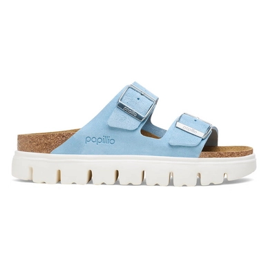 Tongs Birkenstock Femme Arizona Plateforme Suede Leather Mineral Blue Narrow