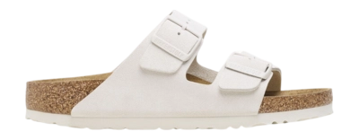 Slipper Birkenstock Women Arizona Suede Leather Antique White Narrow