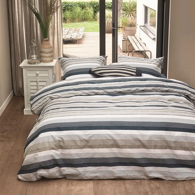 Dekbedovertrek Riviera Maison Sturdy Stripe Marineblauw Katoen