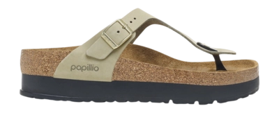 Tongs Birkenstock Femme Gizeh PAP Flex Plateforme Nubuck Eucalyptus Regular