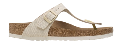 Tongs Birkenstock Femme Gizeh Rivet Logo Textile Canvas Eggshell Narrow