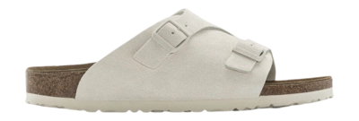 Tongs Birkenstock Femme Zürich Suede Leather Antique White Narrow