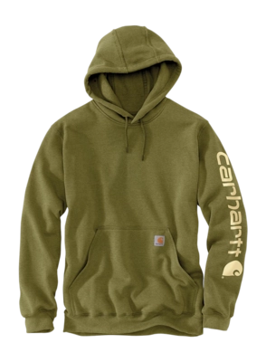 Hoodie Carhartt Men Sleeve Logo Hooded Sweatshirt True Olive Heather