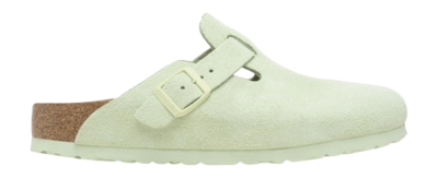 Sabots Birkenstock Femme Boston BS Suede Leather Faded Lime Narrow