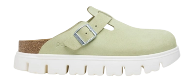 Sabots Birkenstock Femme Boston Chunky Suede Leather Faded Lime Narrow