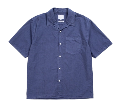 Chemise Norse Projects Homme Carsten Coton Tencel Shirt Calcite Blue