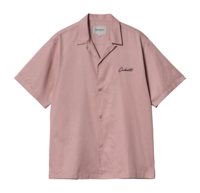 Chemise Carhartt WIP Unisexe S/S Delray Shirt Glassy Pink / Black