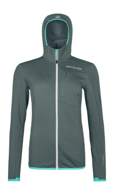 Jas Ortovox Women Fleece Light Grid Hooded Dark Arctic Grey