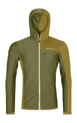 Jacke Ortovox Fleece Light Grid Hooded Herren Wild Herbs